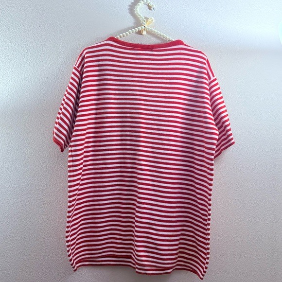 Vintage Dockers Red & White Striped Tee - 100% cotton, made in USA (M) - Picture 4 of 6